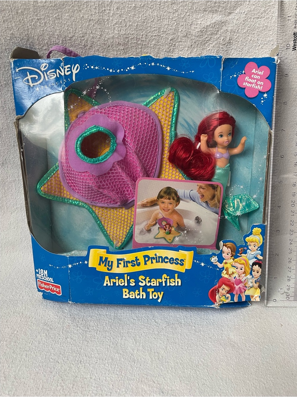Disney Ariel Starfish Bath Toy in Pink, Green & Yellow Vintage